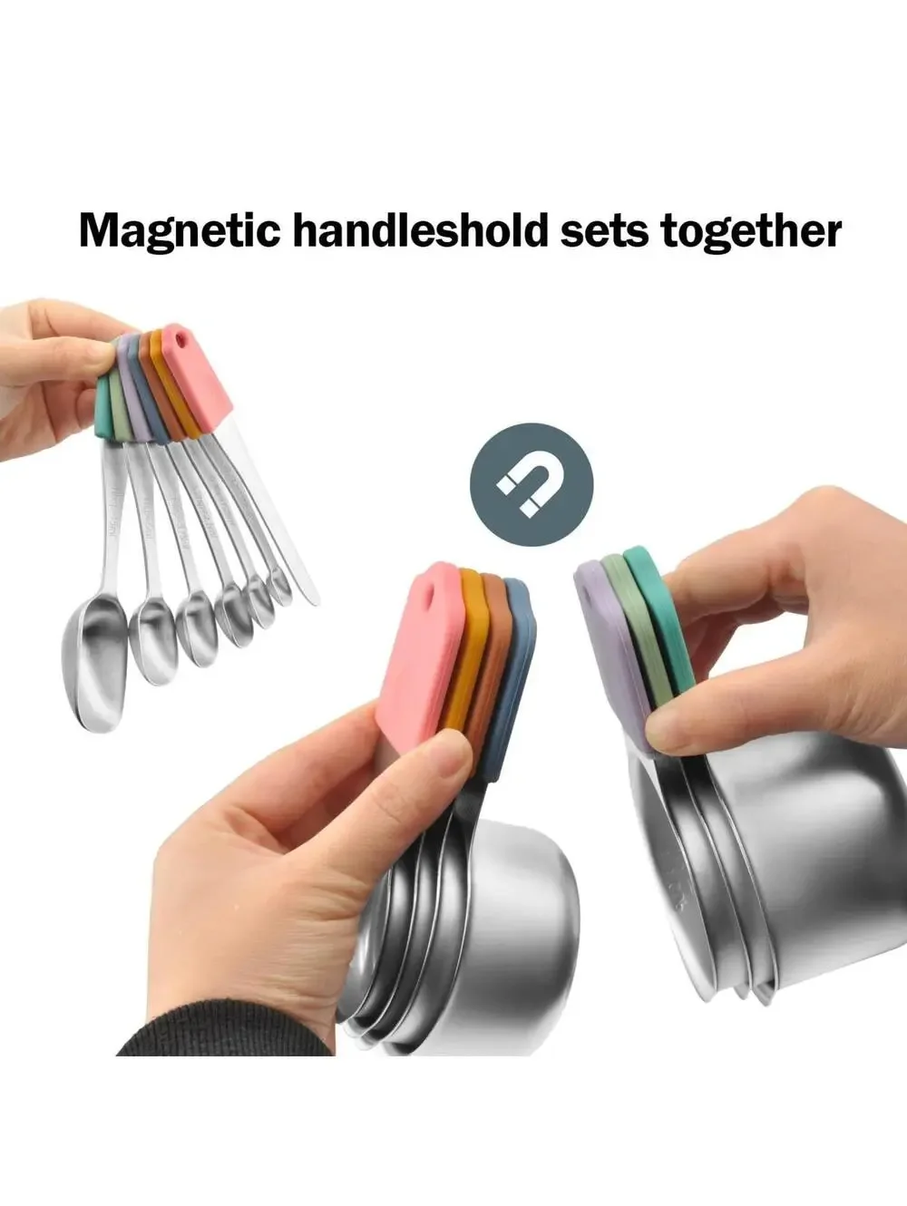 Magnetic Measuring Cups &‎ Spoons Set 14, Heavy Duty Stainless Steel Measuring🌈